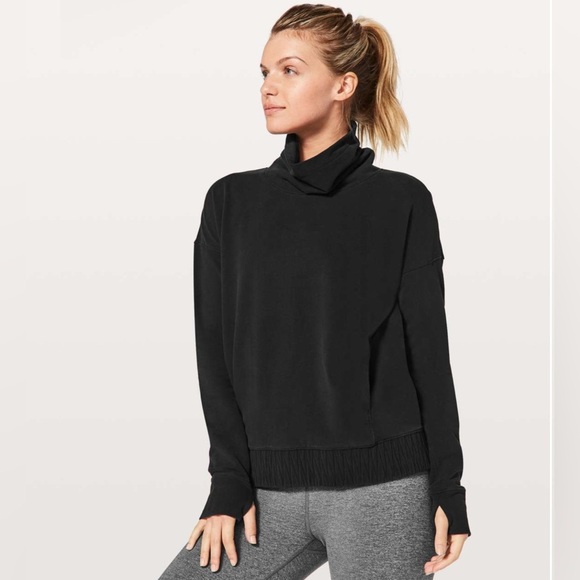 Lululemon Stress Less Pullover Relaxed Cowl Neck Black Cheat Day Women’s 6 - Picture 1 of 15